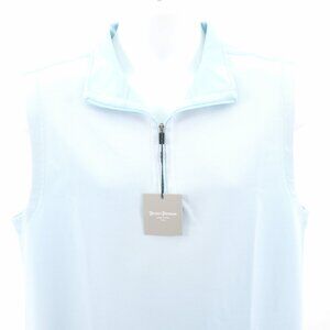 NEW Hickey Freeman New York Medium Blue Sleeveless Polo Top Collared Polyester E
